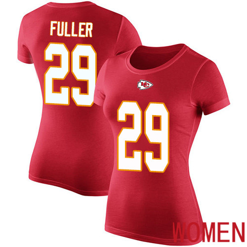 Women Football Kansas City Chiefs #29 Fuller Kendall Red Rush Pride Name and Number T-Shirt->nfl t-shirts->Sports Accessory